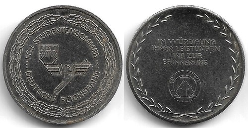 Hettstedt-Medaille Deutsche Reichsbahn FDJ Studentensommer In Würdigung Ihrer Le