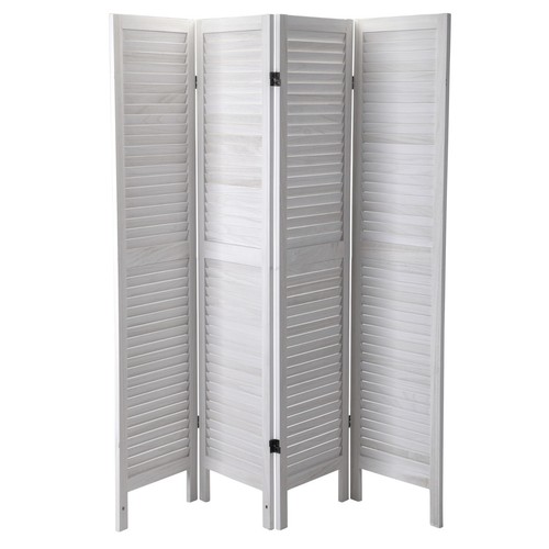 4 Panel Wood Room Divider Louver Partition Screen 5.6 Ft. Folding Privacy Screen - Picture 18 of 19