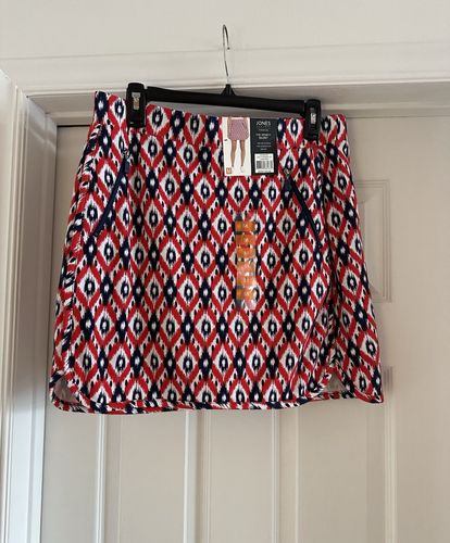 Jones New York Signature Skort Skirt Short wrap skort Red White Blue Sz Medium