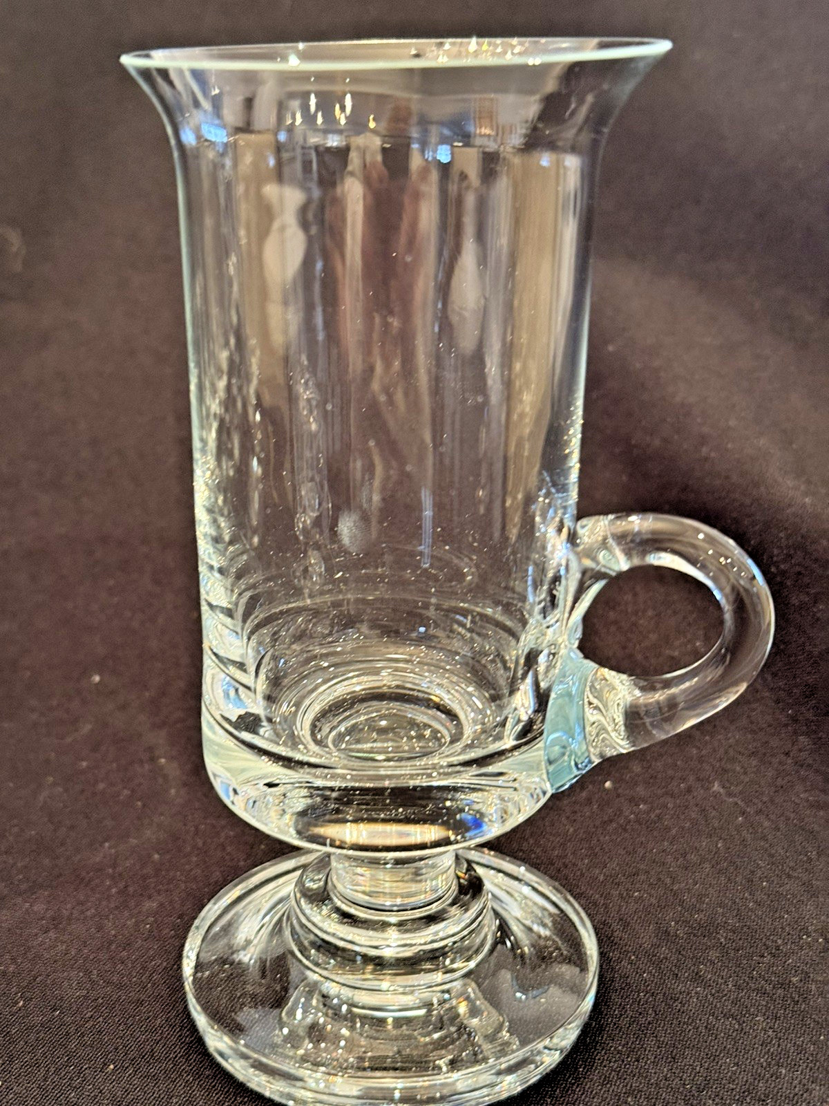 Vintage Set of 5  Irish Coffee Glass Mugs Clear Glass Pedestal Footed