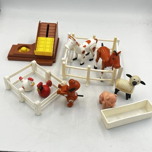 Vintage 1976 Fisher Price Little People Farm #915 Set 14 Piece Lot Hay Baler
