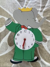 Vintage de Brunhoff King Babar Clock with Pendulum Feet Trousselier France