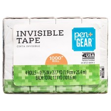 Invisible Tape Clear 3/4 Inch x 1000 Inches 4 Rolls Pack Transparent Adhesive