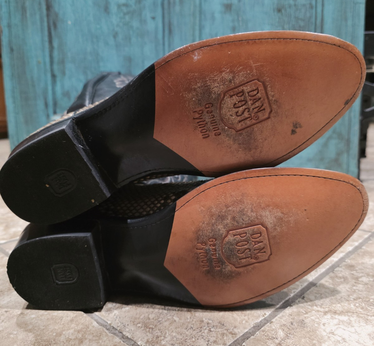 Dan Post Python Boots 9.5 EW Back Cut Belly Up Br… - image 13