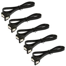 5 Pack 18 Black SATA III Cable, 6Gbps, 90 Degree Right Angle, Latch, HDD, SSD