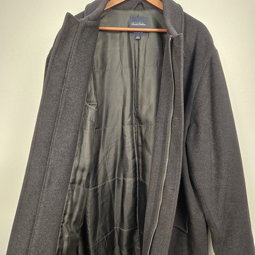 Brooks Brothers Men's Wool Cashmere Coat XXL Black Zip Button Front Jacket - Picture 5 of 14