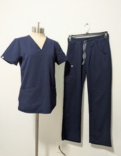 FIGS Women Scrubs Top Pants Set XS Navy Blue Uniform Hospital Nurse Medical