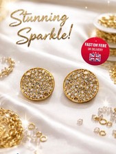 Gold Plated CZ Pave Round Connector Charms 2 Hole Disc Jewellery Making Findings