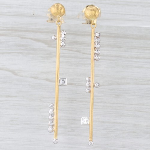 Lika Bejar Deco Collection 0.62ctw Diamond Dangle Earrings 18k 22k Gold - Picture 2 of 6