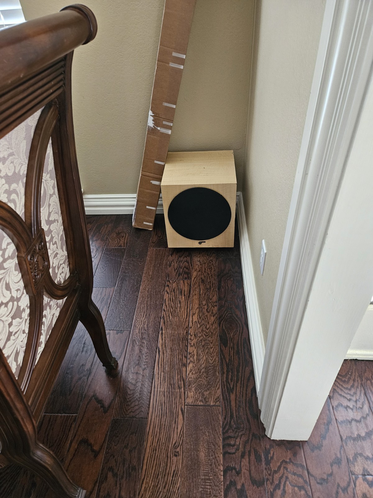Audio Pro SUB FOCUS 400W RMS Wired Cube Subwoofer, Beige Wood Finish