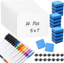 14 Sets Small Whiteboard 5" x 7'' Mini Dry Erase Boards with Markers Erasers and
