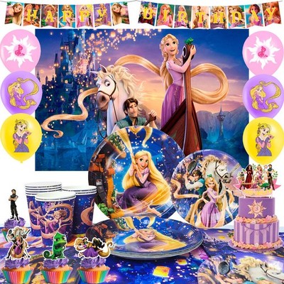 Rapunzel Prinzessin Kinder Geburtstags Party Deko Tischdecke Tortenfiguren Set