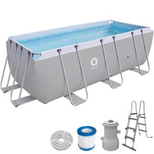 Pool 400x200x100cm Komplettset Frame Gartenpool Aufstellpool Leiter …