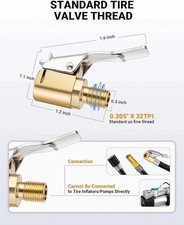 1-Pack Brass Tire Air Chuck, Locking Quick Connect Inflator Hose Adapter, No Lea