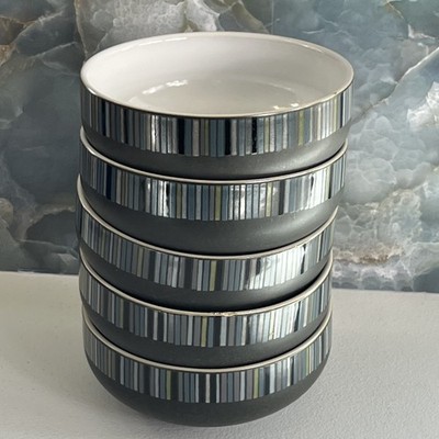 Denby England Jet Stripes Cereal Soup Bowl 6'' Set of 5