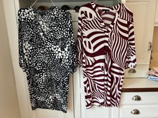 2 Banana Republic Factory Womens Shift Dress, Black White Burgundy Both Sz Small