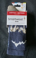 SMARTWOOL MENS EVERYDAY HORNS CLASH CUSHION CREW SOCKS BLUE SZ L#SW002679-NWT