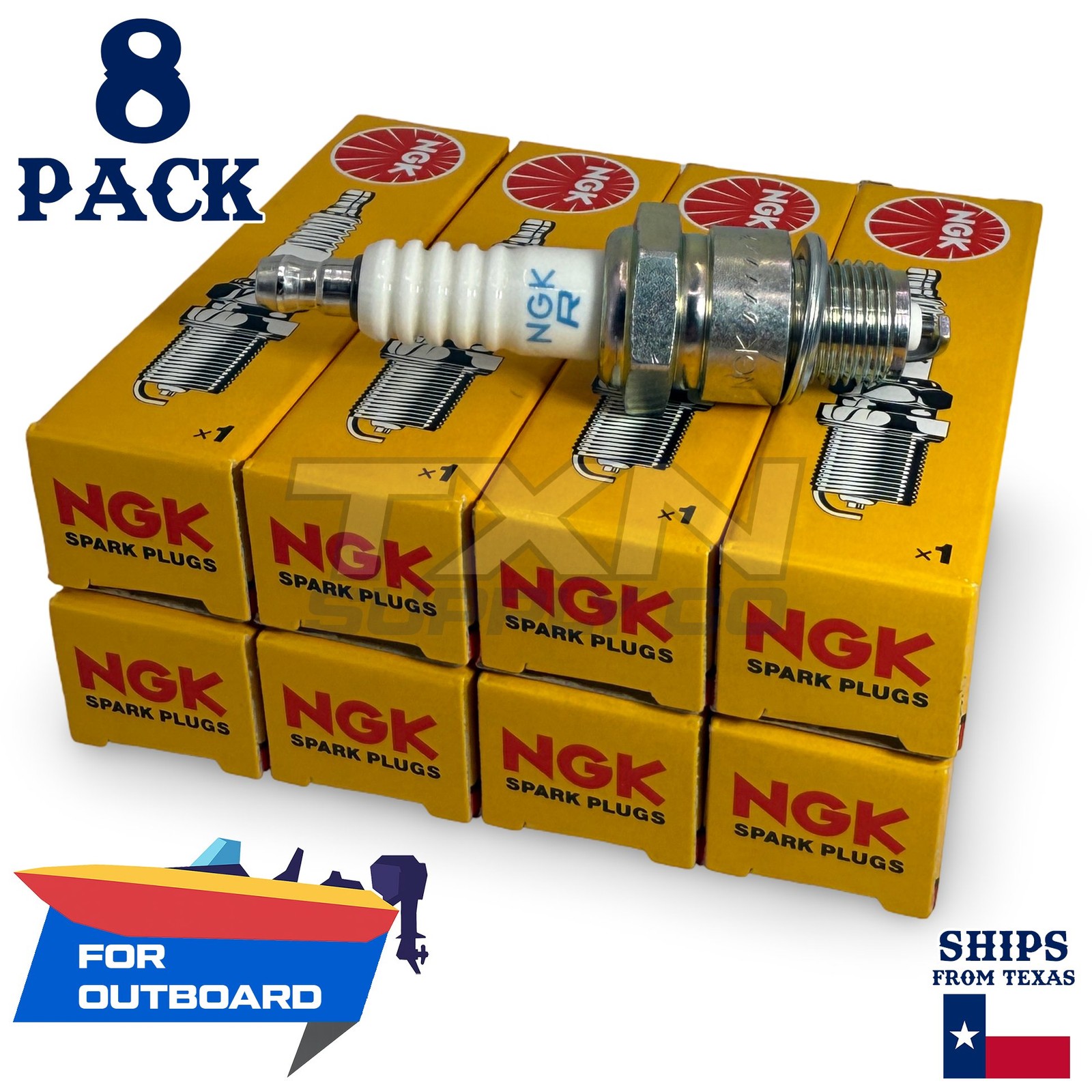 8 NGK Spark Plugs - For Yamaha 115 V4 2000-2005 Outboard Motor