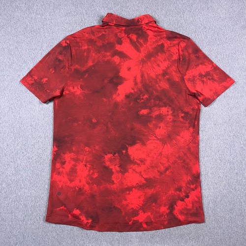 Lululemon Evolution Polo Shirt Mens XL Tidal Dye Grenadine Red Short Sleeve - Picture 6 of 9
