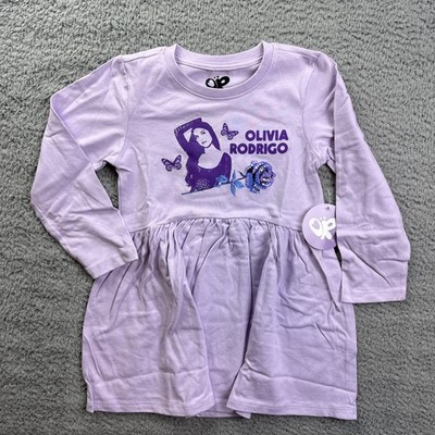 Olivia Rodrigo Dress Toddler Girls 4T Pastel Purple Long Sleeve Graphic