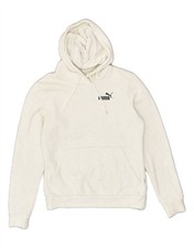 PUMA Womens Hoodie Jumper UK 10 Small Off White Cotton AW31