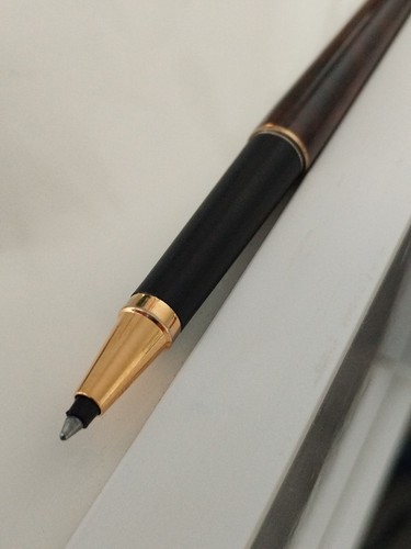 Vintage Stylo Parker 180 Laque Marbrée Rollerball Pen Goldplated Trim - Photo 6/8