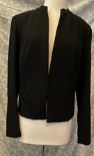 Halogen Women  s L Black Solid Notch Lapel Open Front Blazer Jacket