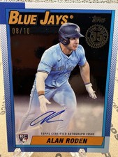 Alan Roden 2025 Topps Update Series 1990 Black /10 Auto RC Blue Jays Rookie