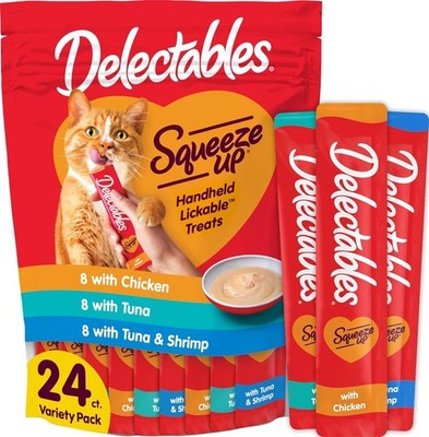 Cat Wet Food Variety Pack 24x 0.5oz Creamy Puree Squeezable Lickable Cat Food