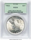 1922 Peace Dollar $1 *PCGS MS64 Choice Unc* OGH Old Green Holder Gen 3.1
