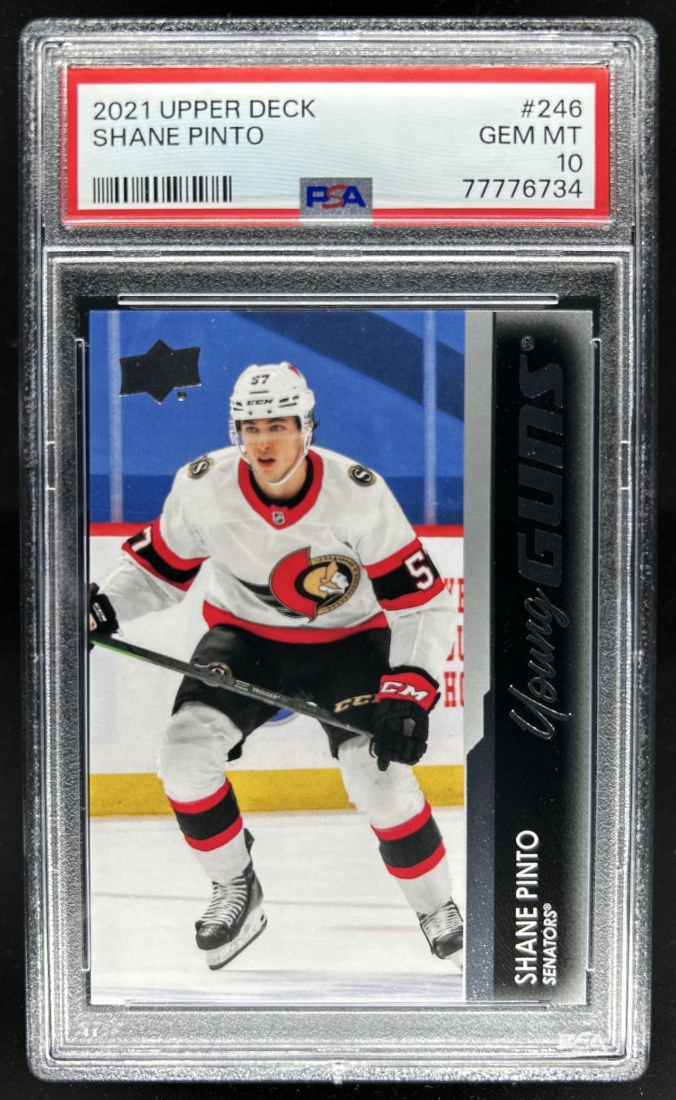 2021-22 Upper Deck Shane Pinto Rookie Young Guns RC #246 Senators PSA 10
