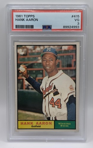 1961 Topps Baseball Hank Aaron #415 Atlanta Braves PSA 3