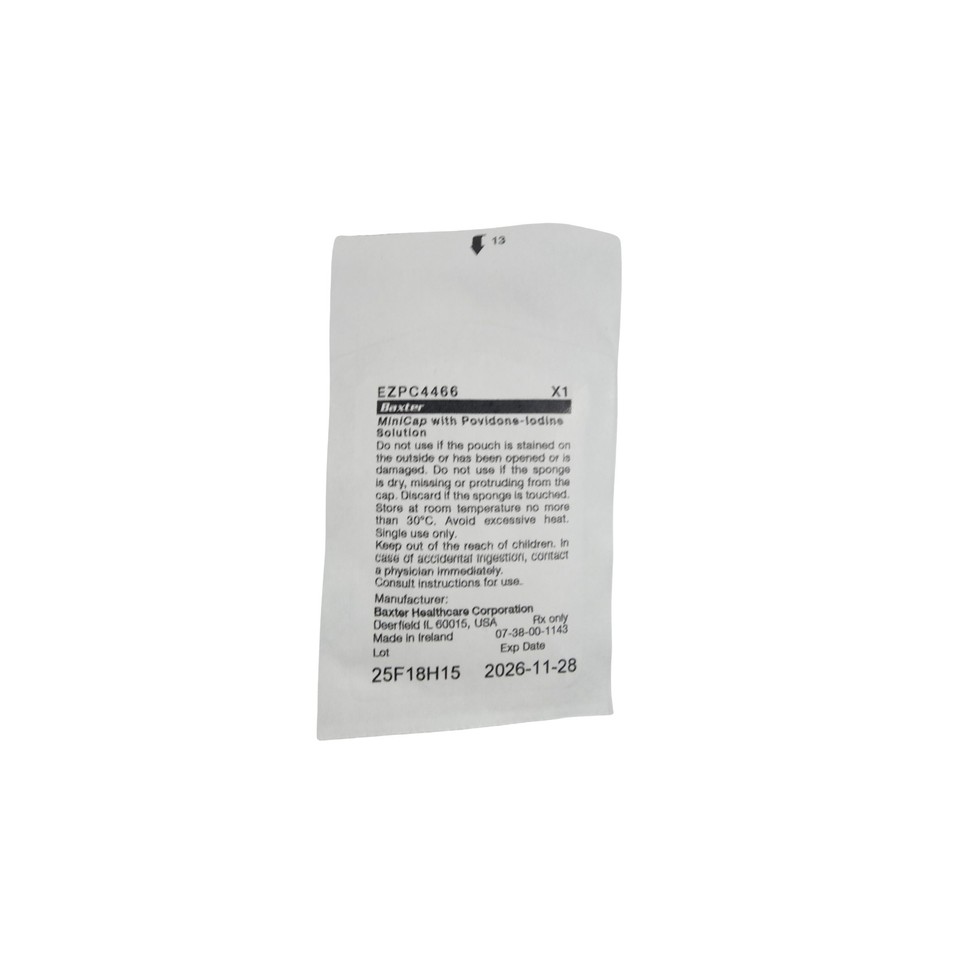 Baxter EZPC4466 MiniCap w/ Povidone-Iodine Solution Cs/60 Ea Expires11 ...