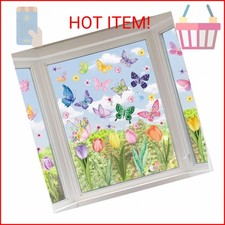 83 PCS Summer Window Clings Spring Flower Window Stickers Decorations for Glass