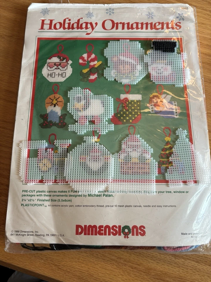 Dimensiones vintage: 7 adornos de lona navideña de plástico para hacer kit artesanal *LEER Foto 2 de 4