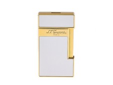 S.T. Dupont Feuerzeug Slimmy Chinalack Weiß Gelbgold Ref.028224 Full Set