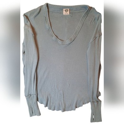 Free People Colby Top Womans Small Blue Long Sleeve Hyperactive Hippie Bohemian