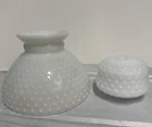 Vintage Hobnail Milk Glass Lamp Parts Lot of 2 | Shade & Globe Diffuser White