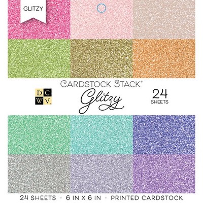 Diecuts With A View DCWV Cardstock Stack 6''X6'' 24/Pkg-Glitzy, 12 Designs/2 Each