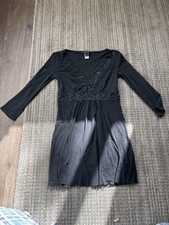 Y2K Express Babydoll Top S Black Beaded Mesh Whimsigoth Dark Fairy Grunge Goth