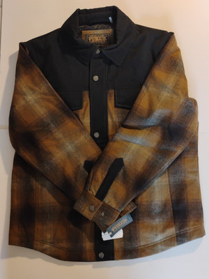 NWT Pendleton Mount Hood Flannel Shirt Jacket Mens Large Wool Blend Olive Brown