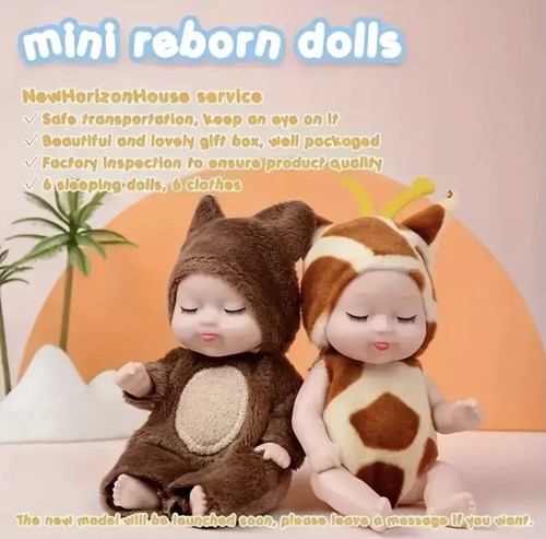 NEU IM KARTON SET MIT 6 MINIATUR-BABYPUPPEN IN TIERKLEIDUNG D1152 - Bild 2 von 8