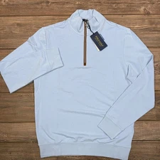 Polo Golf Ralph Lauren Men Light Blue Water Repellent 1/4 Zip Pullover MEDIUM