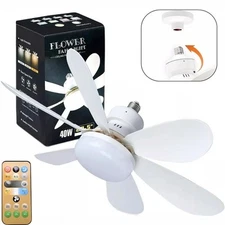 Socket Ceiling Fans with Lights and Remote- Socket Fan light with Dimmable Led