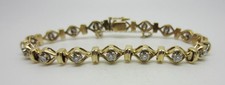 Vintage Ladies Solid 14K Yellow Gold Natural Diamond Link Bracelet - LB3589