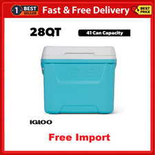 Igloo 28 QT Laguna Hard-Sided Ice Chest Cooler, Aqua Blue and White