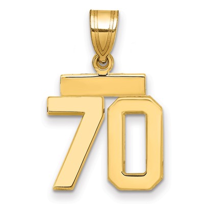 14k Yellow Gold Small Polished Number 70 Charm SP70