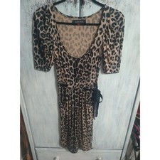 Zara Leopard Puff Sleeve Dress Small Boho Cottage Core Feminine Animal