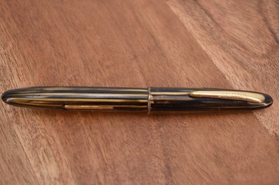 Vintage Sheaffer's Fountain Pen feather touch 14k nib brown & gold barrel 