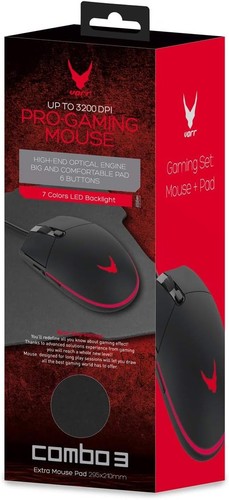 VARR GAMING SET LED MOUSE + MOUSEPAD 295X210X2MM - Photo 2/5